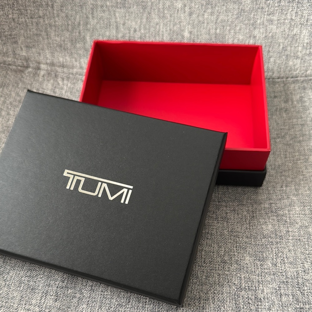 TUMI Black Wallet Box with Red Trim